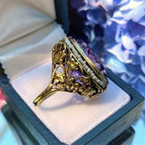 Vintage Amethyst & Pearl Filigree Ring from Doyle & Doyle antique and vintage jewelry boutique