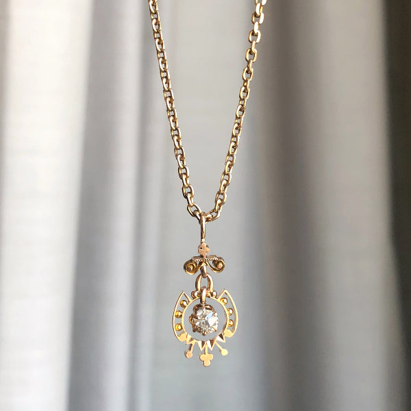 Vintage gold cable link chain and Victorian diamond pendant, from Doyle & Doyle antique and vintage jewelry boutique