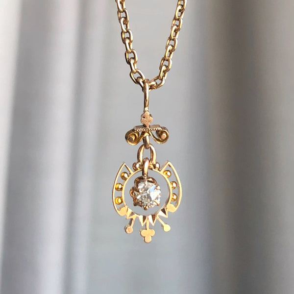 Ornate Victorian Diamond Pendant in gold, from Doyle & Doyle antique and vintage jewelry boutique