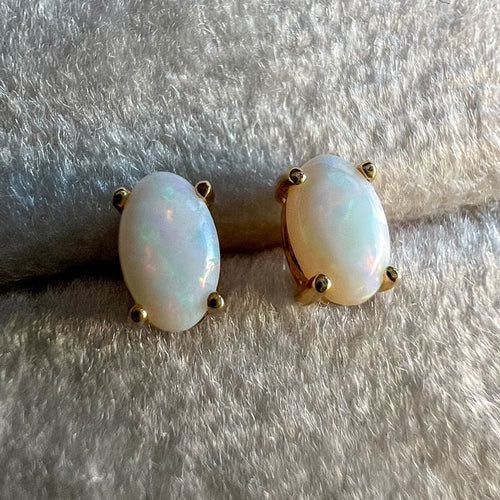 Oval Cabochon Stud Earrings sold by Doyle and Doyle an antique and vintage jewelry boutique