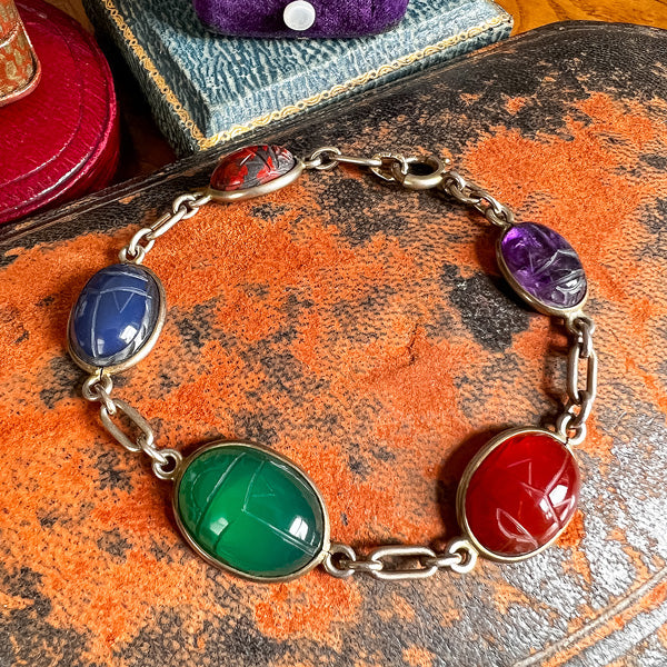 Vintage Scarab Bracelet sold by Doyle and Doyle an antique and vintage jewelry boutique