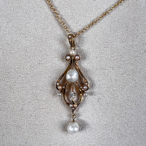 Vintage Pearl & Diamond Pendant