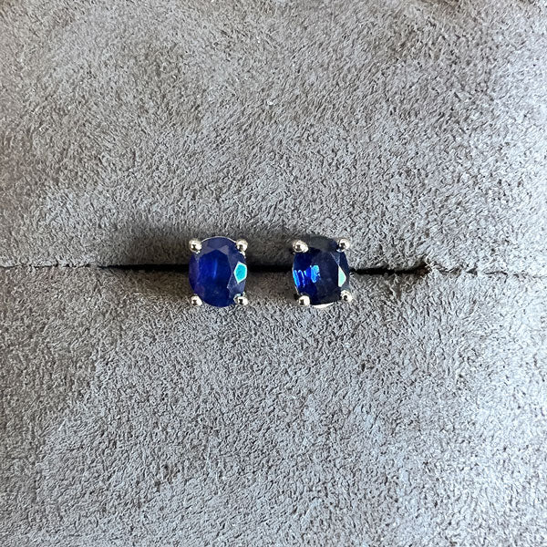 Oval Gemstone Stud Earrings sold by Doyle and Doyle an antique and vintage jewelry boutique