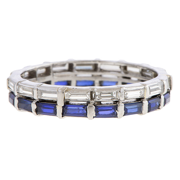 Vintage Diamond Baguette and Sapphire Eternity Band, from Doyle & Doyle antique and vintage jewelry boutique