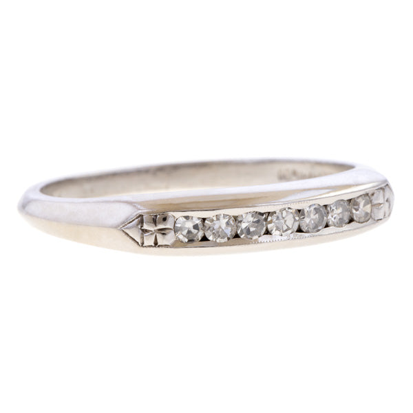 Vintage Channel Set Diamond Wedding Band sold by Doyle and Doyle an antique and vintage jewelry boutique