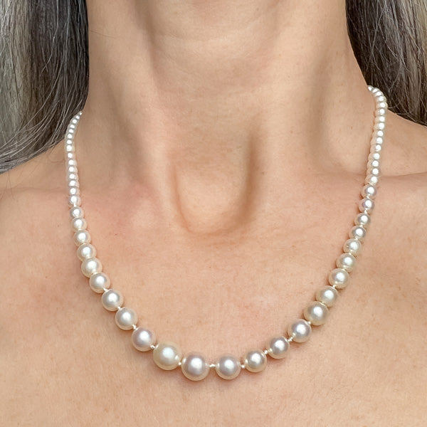 Vintage Single Stand Pearl Necklace sold by Doyle and Doyle an antique and vintage jewelry boutique