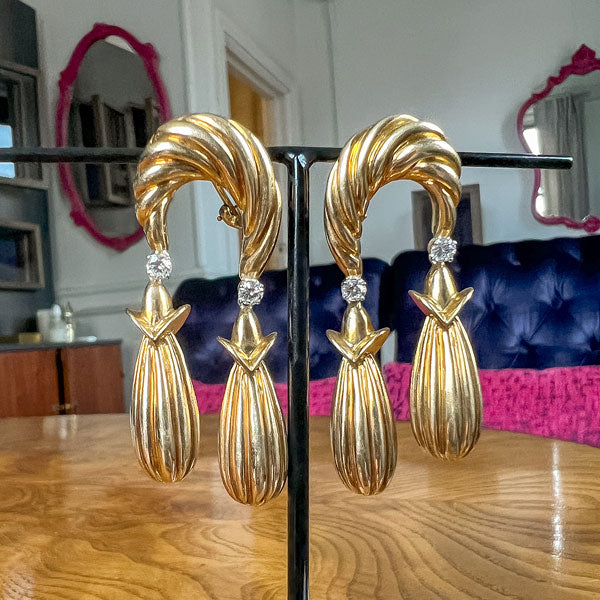 Vintage Diamond Drop Earrings sold by Doyle and Doyle an antique and vintage jewelry boutique