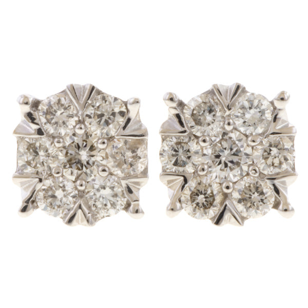 Diamond Cluster Stud Earrings sold by Doyle and Doyle an antique and vintage jewelry boutique