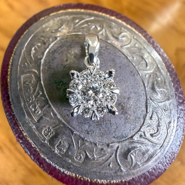 Diamond Cluster Pendant Necklace, sold by Doyle & Doyle antique and vintage jewelry boutique