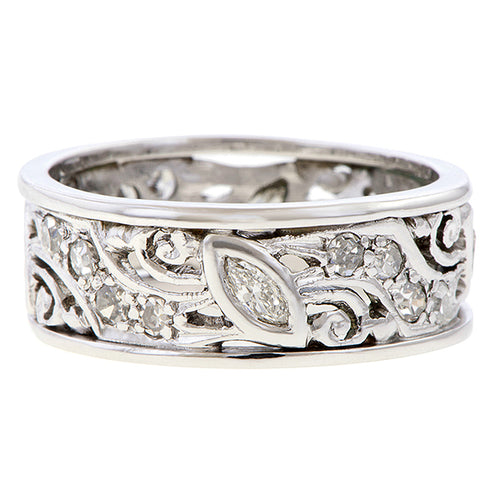 Vintage Wide Patterned Diamond Eternity Band, from Doyle & Doyle antique and vintage jewelry boutique