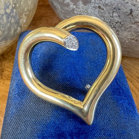 Vintage Diamond Heart Pin Brooch, sold by Doyle & Doyle antique and vintage jewelry boutique