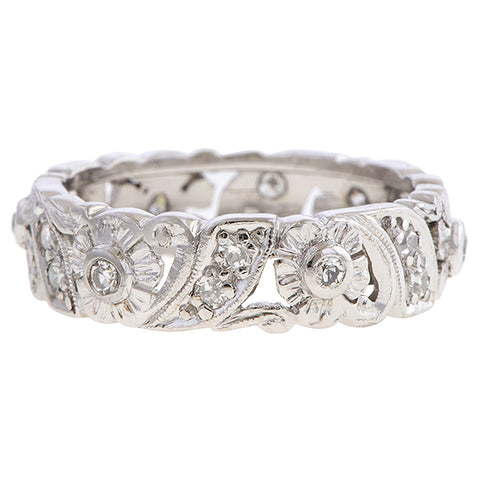 Vintage Patterned Diamond Eternity Band sold by Doyle and Doyle an antique and vintage jewelry boutique