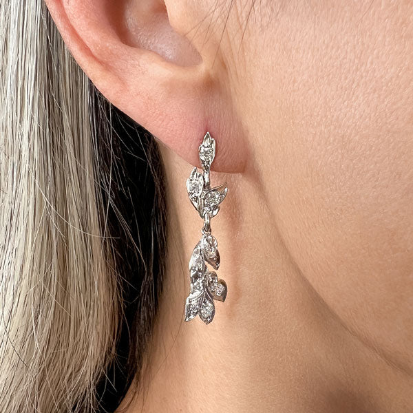 Vintage Diamond Drop Earrings sold by Doyle and Doyle an antique and vintage jewelry boutique