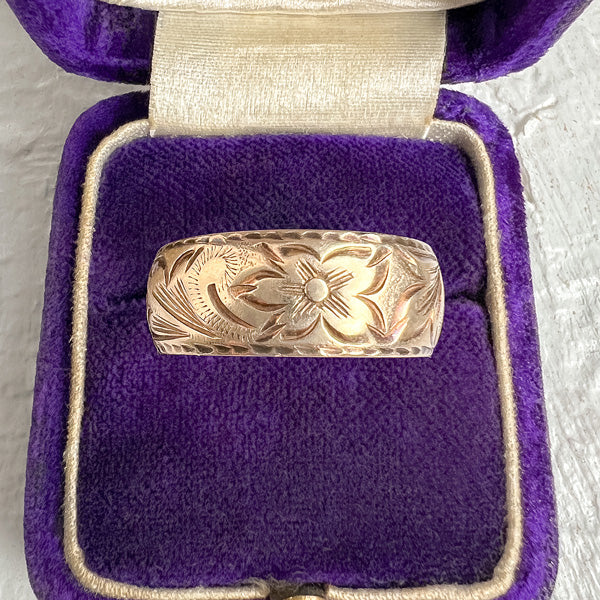 Antique Patterned Wedding Band sold by Doyle and Doyle an antique and vintage jewelry boutique