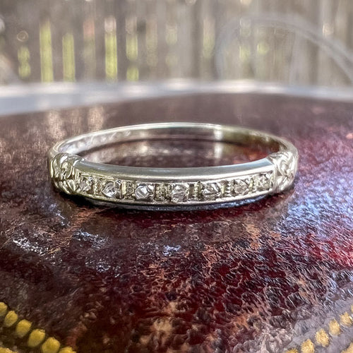 Vintage Diamond Wedding Band sold by Doyle and Doyle an antique and vintage jewelry boutique