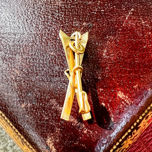 Vintage Ski Charm sold by Doyle and Doyle an antique and vintage jewelry boutique