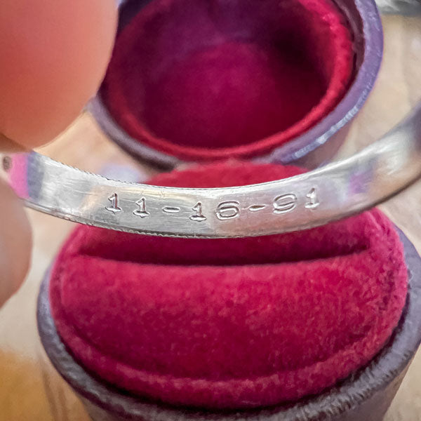 Vintage Millegrained Platinum Wedding Band sold by Doyle and Doyle an antique and vintage jewelry boutique