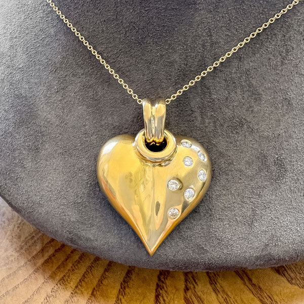 Vintage Diamond Heart Pendant sold by Doyle and Doyle an antique and vintage jewelry boutique