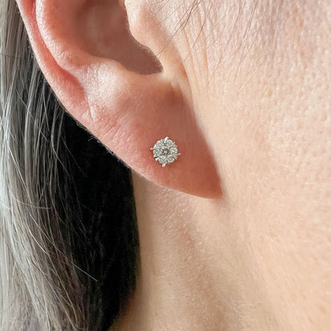 Diamond Cluster Stud Earrings sold by Doyle and Doyle an antique and vintage jewelry boutique