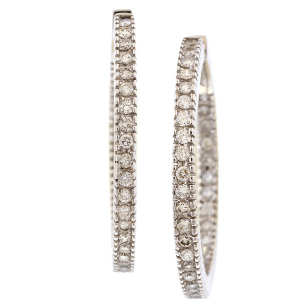 Estate Diamond Hoop Earrings sold by Doyle and Doyle an antique and vintage jewelry boutique
