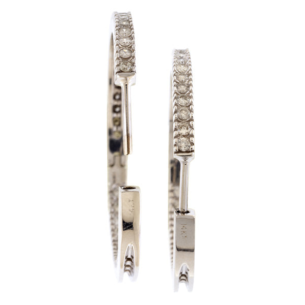 Estate Diamond Hoop Earrings sold by Doyle and Doyle an antique and vintage jewelry boutique