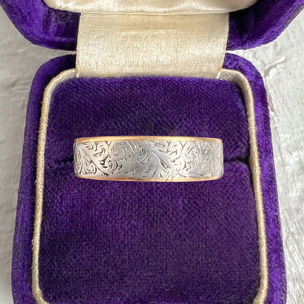 Antique Platinum & Gold Wedding Band Ring sold by Doyle and Doyle an antique and vintage jewelry boutique