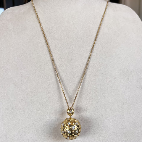 Vintage Diamond Ball Pendant sold by Doyle and Doyle an antique and vintage jewelry boutique