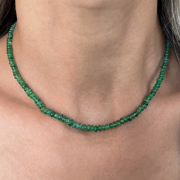 Vintage Emerald Bead Necklace sold by Doyle and Doyle an antique and vintage jewelry boutique