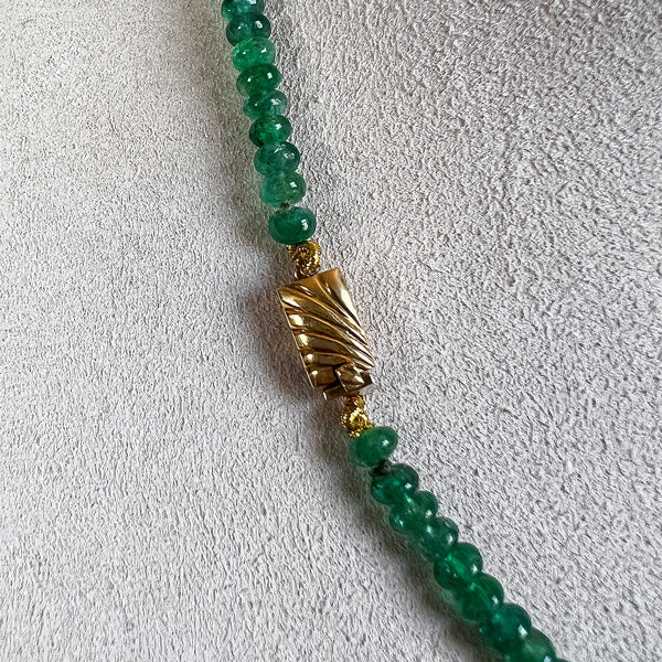 Vintage Emerald Bead Necklace sold by Doyle and Doyle an antique and vintage jewelry boutique