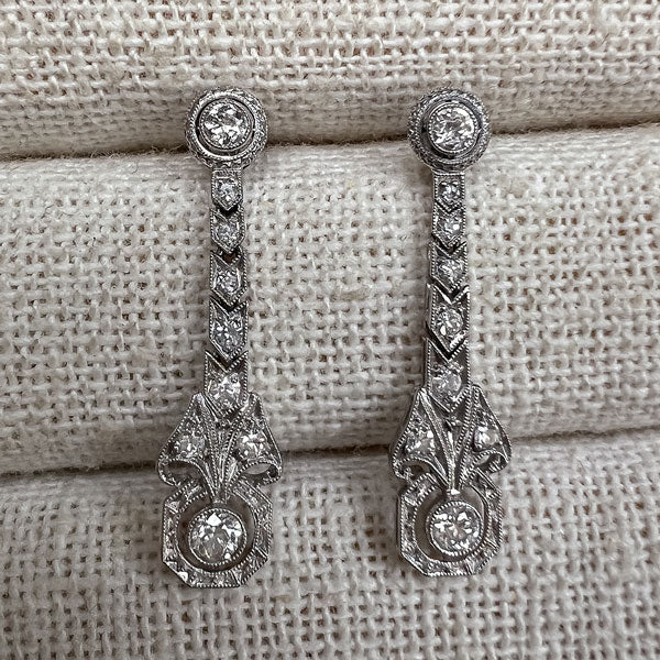 Art Deco Diamond Drop Earrings sold by Doyle and Doyle an antique and vintage jewelry boutique
