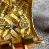 Vintage Sapphire & Diamond Clip Earrings sold by Doyle and Doyle an antique and vintage jewelry boutique