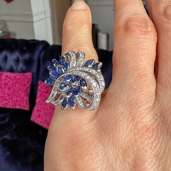 Estate Sapphire & Diamond Cocktail Ring, from Doyle & Doyle jewelry