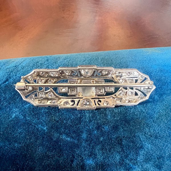 Art Deco Moonstone & Diamond Pin sold by Doyle and Doyle an antique and vintage jewelry boutique