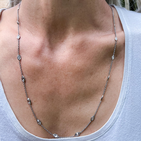 Estate Marquise Diamond Platinum Chain, from Doyle & Doyle antique and vintage jewelry boutique