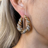 Vintage Diamond Hoop Earrings sold by Doyle and Doyle an antique and vintage jewelry boutique