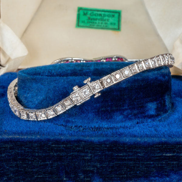 Art Deco Diamond & Ruby Bracelet sold by Doyle and Doyle an antique and vintage jewelry boutique