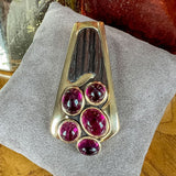 Vintage Tourmaline & Wood Clip Pin sold by Doyle and Doyle an antique and vintage jewelry boutique