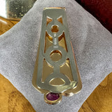 Vintage Tourmaline & Wood Clip Pin sold by Doyle and Doyle an antique and vintage jewelry boutique