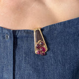 Vintage Tourmaline & Wood Clip Pin sold by Doyle and Doyle an antique and vintage jewelry boutique