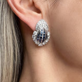 Estate Sapphire & Diamond Clip & Post Earrings sold by Doyle and Doyle an antique and vintage jewelry boutique