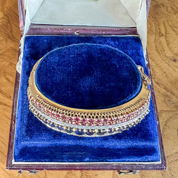 Vintage Sapphire, Ruby Emerald & Diamond Bracelet sold by Doyle and Doyle an antique and vintage jewelry boutique