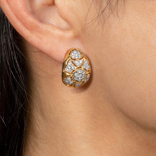 Estate Diamond Huggy Earrings sold by Doyle and Doyle an antique and vintage jewelry boutique