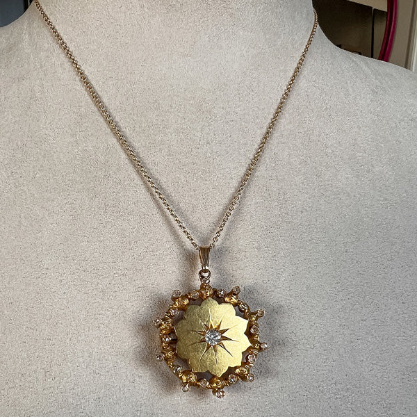 Victorian Gold and Diamond Medallion Pendant, from Doyle & Doyle antique and vintage jewelry boutique