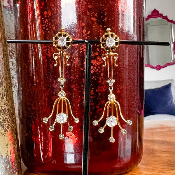 Antique Diamond Drop Earrings sold by Doyle and Doyle an antique and vintage jewelry boutique