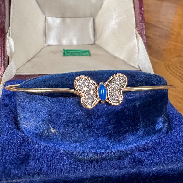 Estate Lapis & Diamond Butterfly Bracelet  sold by Doyle and Doyle an antique and vintage jewelry boutique