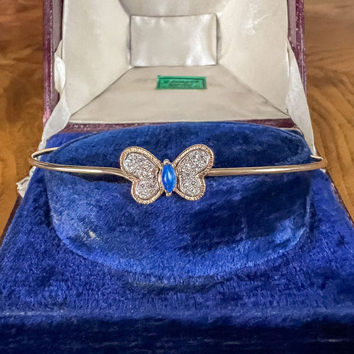 Estate Lapis & Diamond Butterfly Bracelet sold by Doyle and Doyle an antique and vintage jewelry boutique