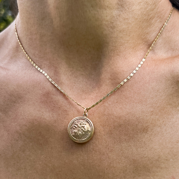 Victorian Compass and Saint Christopher Gold Charm Pendant, from Doyle & Doyle antique and vintage jewelry boutique