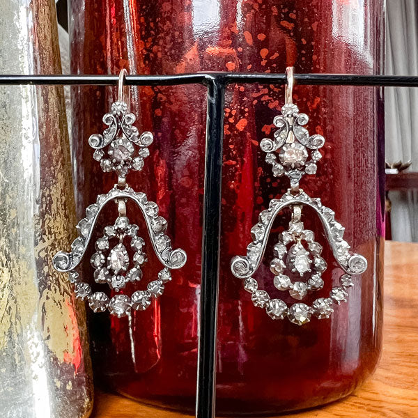Georgian Diamond Drop Earrings sold by Doyle and Doyle an antique and vintage jewelry boutique