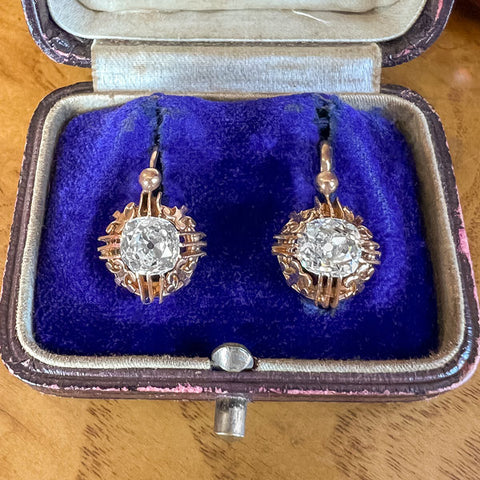 Victorian Old Mine Cut Diamond Earrings sold by Doyle and Doyle an antique and vintage jewelry boutique