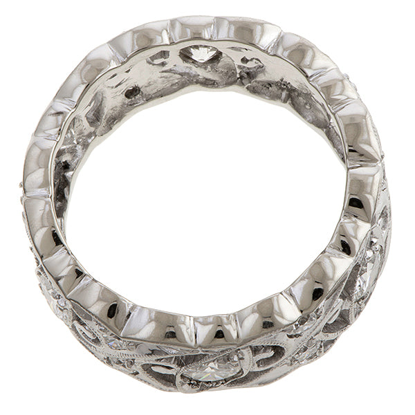 Vintage Wide Patterned Diamond Eternity Band sold by Doyle and Doyle an antique and vintage jewelry boutique
